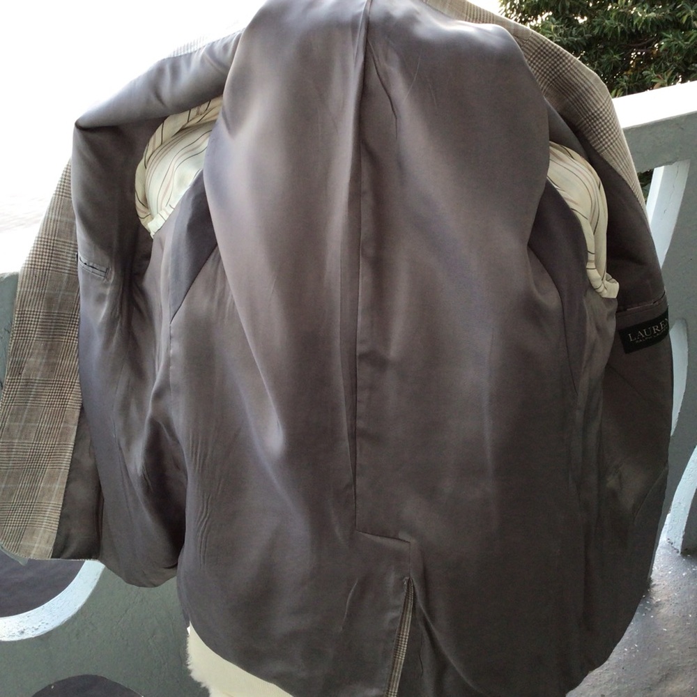 Ralph Lauren Black Label 100% Linen Blue and Gray Plaid 2 Button Blazer - Picture 14 of 16
